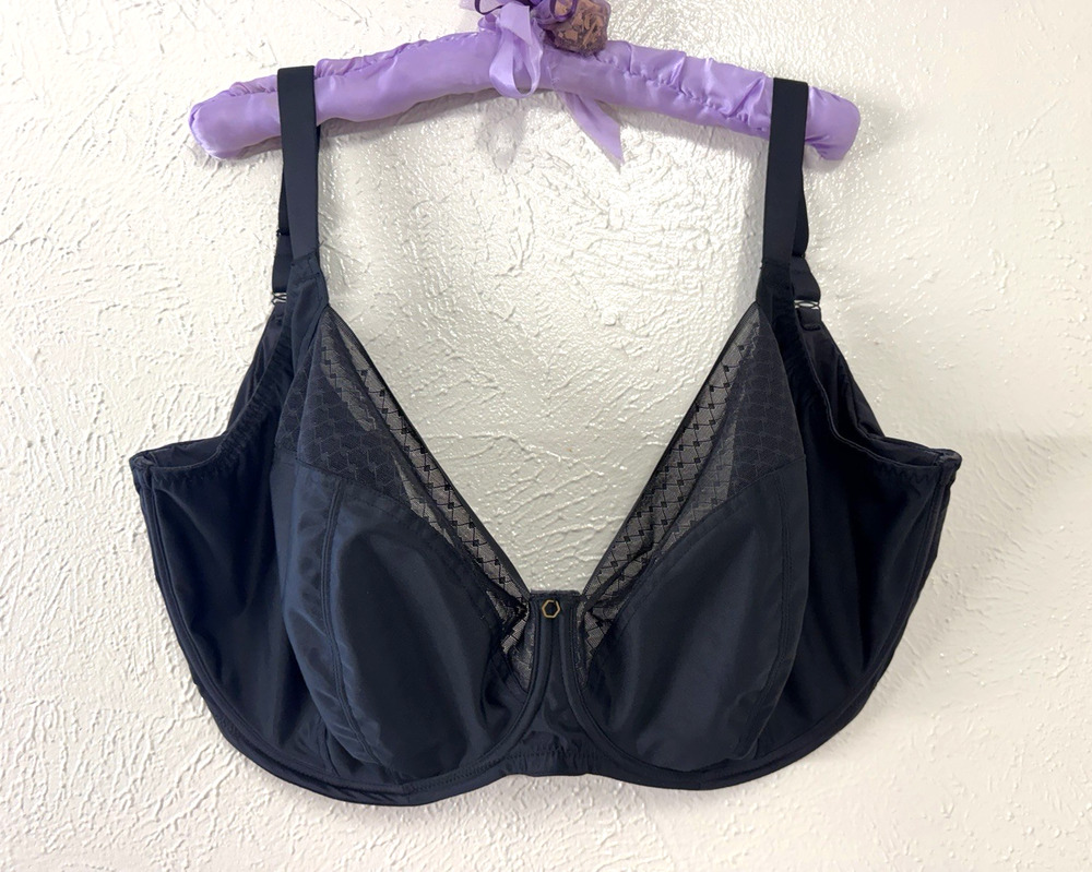 Plus Size 38 Black Sheer Lace Underwire Unlined SCULPTRESSE Bliss Bra #10685